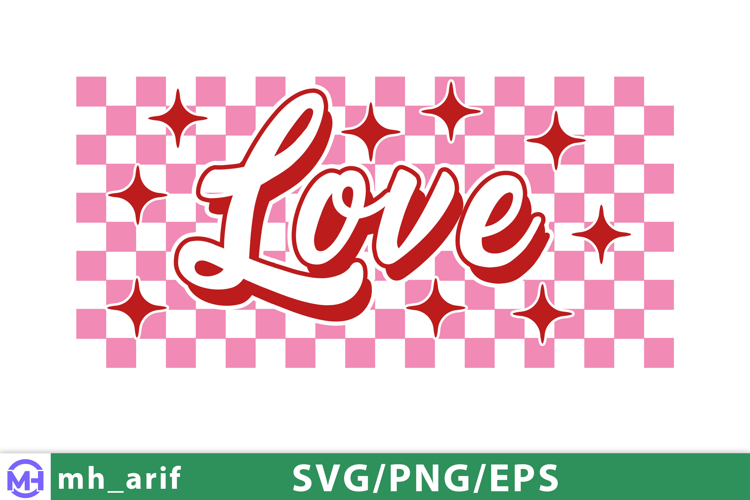 Retro Love Happy Valentines Day SVG PNG T-shirt Design