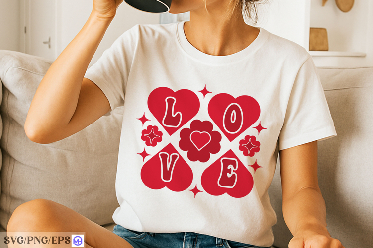 Valentine Love Heart SVG PNG T-shirt Design