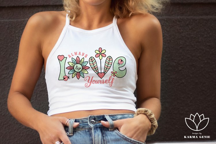 Always Love Yourself - Cute Floral Love Graphic Design Png example image 1