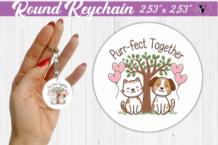 Round Keychain | Valentines Day | Love Animals