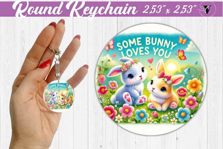 Round Keychain | Valentines Day | Love Animals