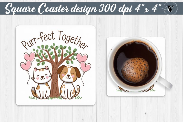 Square Coasters | Valentines Day | Love Animals