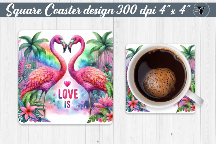 Square Coasters | Valentine's Day | Love Animals example image 1