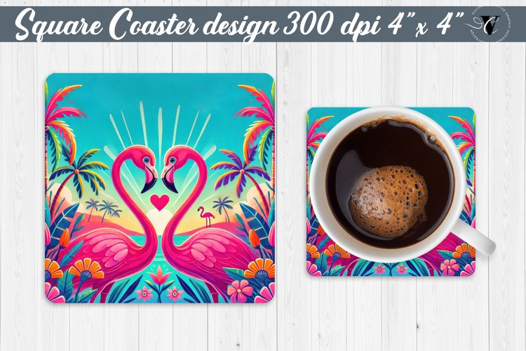 Square Coasters | Valentine's Day | Love Animals example image 1