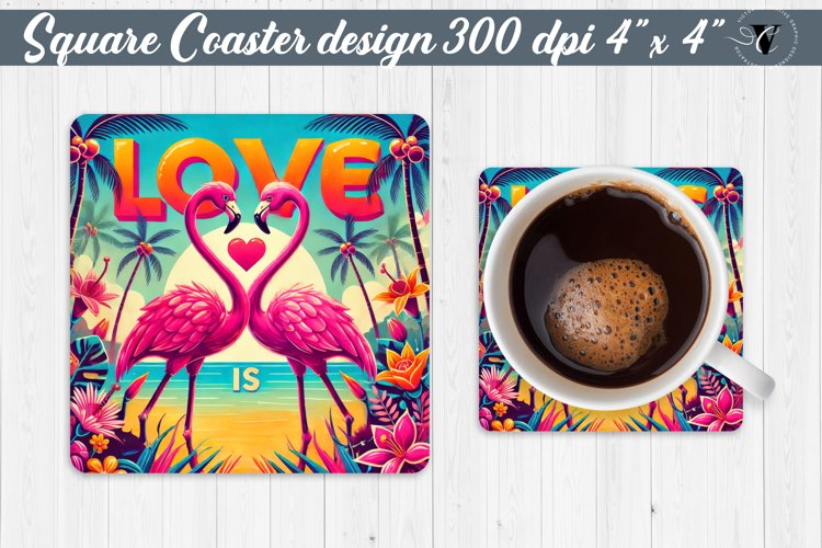 Square Coasters | Valentine's Day | Love Animals example image 1