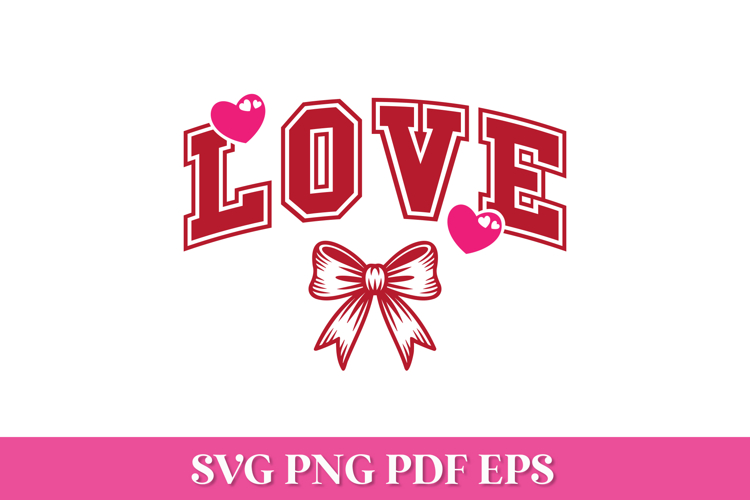 Love Arched SVG Quote with Bow and Hearts