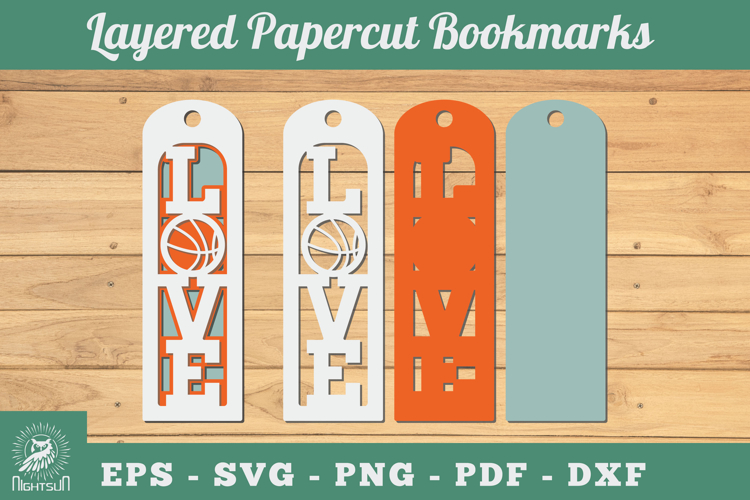 Love Basketball 3D Papercut Bookmarks SVG