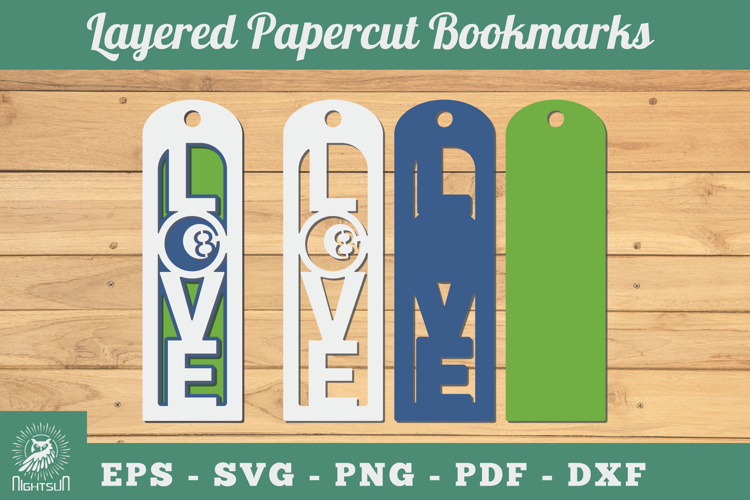 Love Billiard 3D Papercut Bookmarks SVG