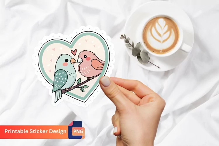 Love Bird Sticker, Printable Valentine's Day Sticker