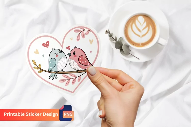 Love Bird Sticker, Printable Valentine's Day Sticker