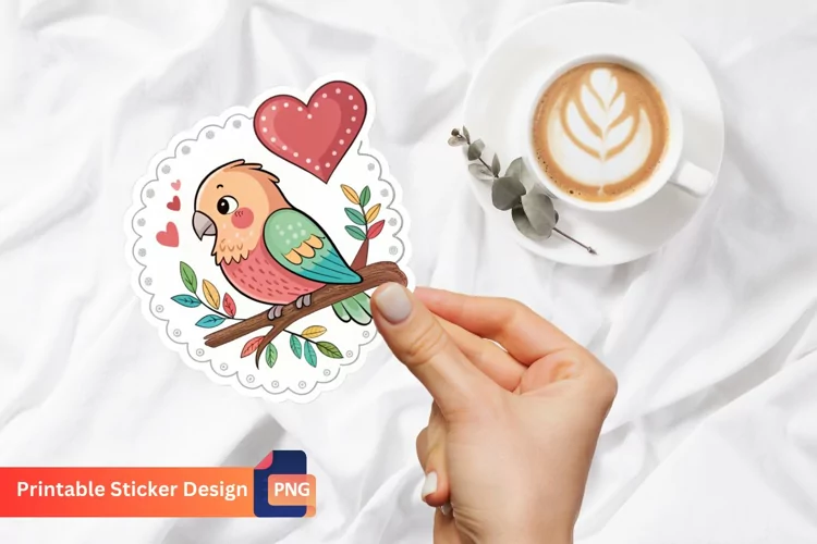 Love Bird Sticker, Printable Valentine's Day Sticker