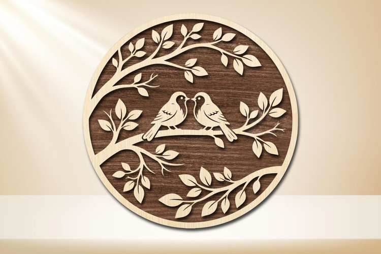 Love Birds Branch Laser Cut SVG
