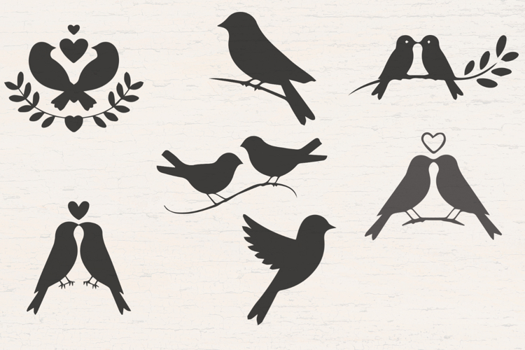 Love Birds with hearts SVG