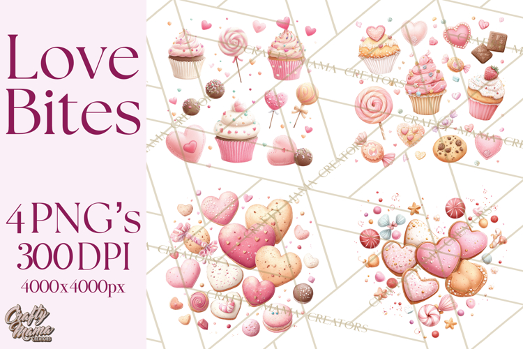 Cute Valentine Dessert Clipart PNG Cupcakes Cookie Chocolate