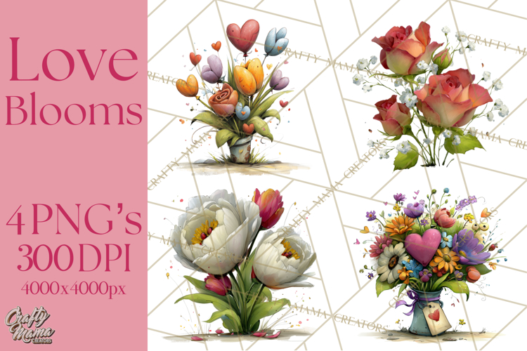 Romantic Valentine Florals PNG Clip Art, Roses, Peonies Png