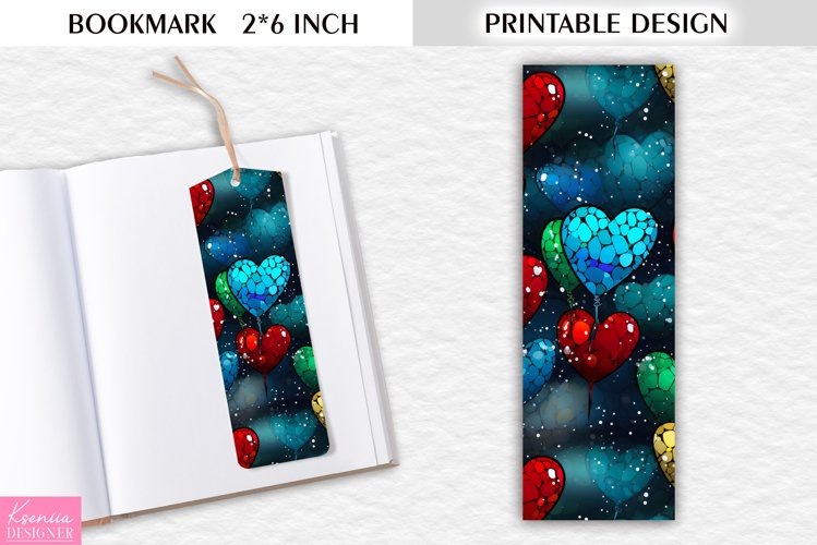 Stained Glass Valentines Day Bookmark Printable Design