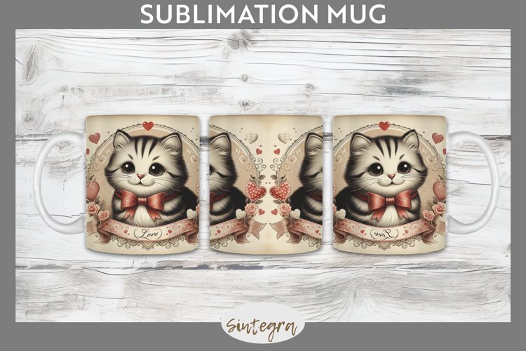 Love Cat v1 Mug Wrap Sublimation example image 1