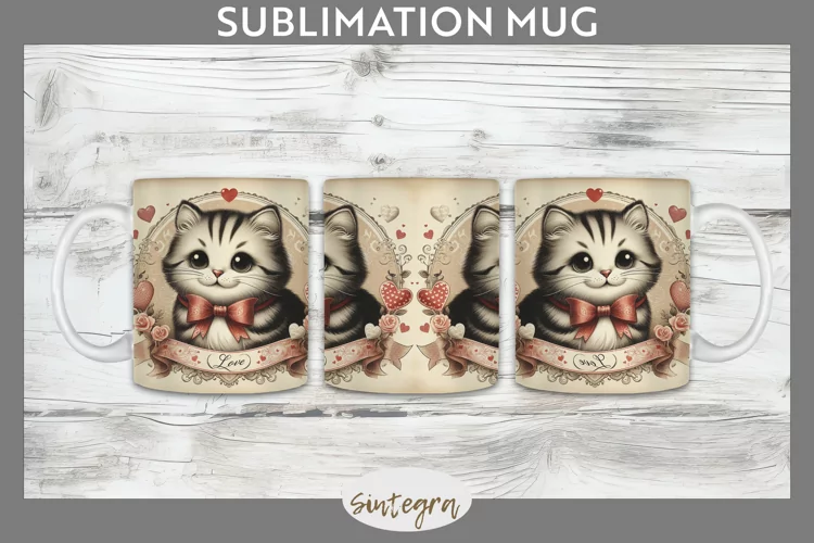 Love Cat v1 Mug Wrap Sublimation
