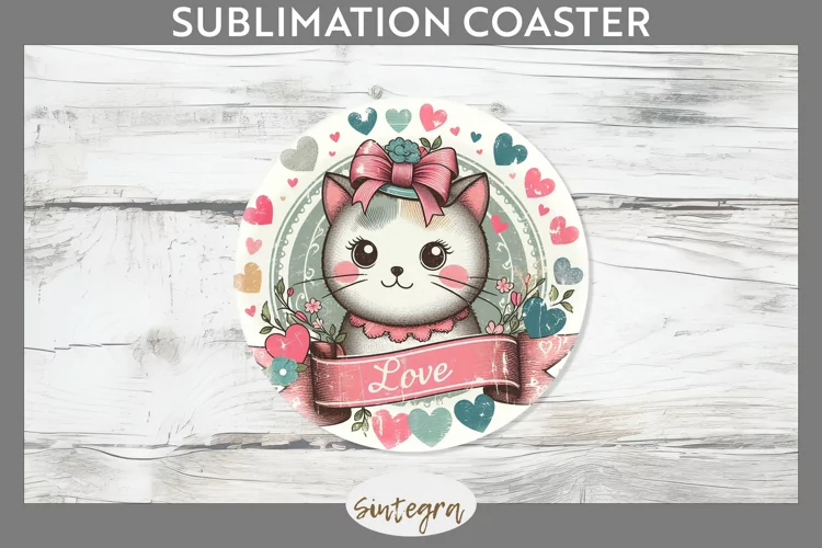 Love Cat v10 Round Coaster Sublimation
