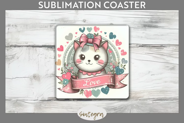Love Cat v10 Square Coaster Sublimation