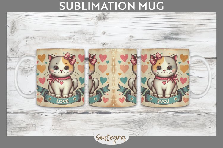 Love Cat v11 Mug Wrap Sublimation example image 1
