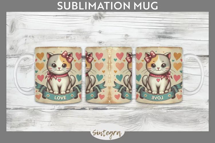 Love Cat v11 Mug Wrap Sublimation
