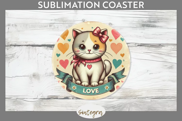 Love Cat v11 Round Coaster Sublimation