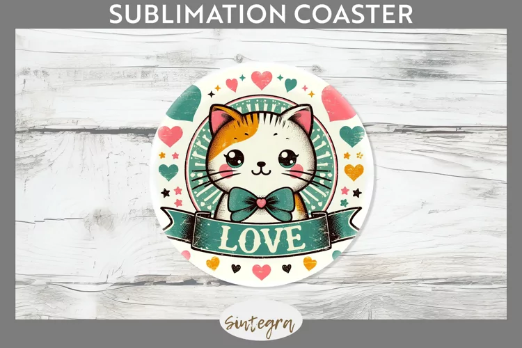 Love Cat v12 Round Coaster Sublimation
