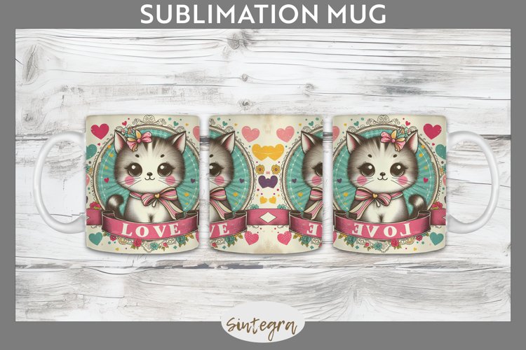 Love Cat v14 Mug Wrap Sublimation example image 1