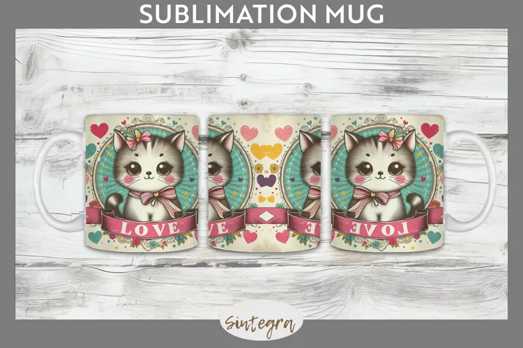 Love Cat v14 Mug Wrap Sublimation