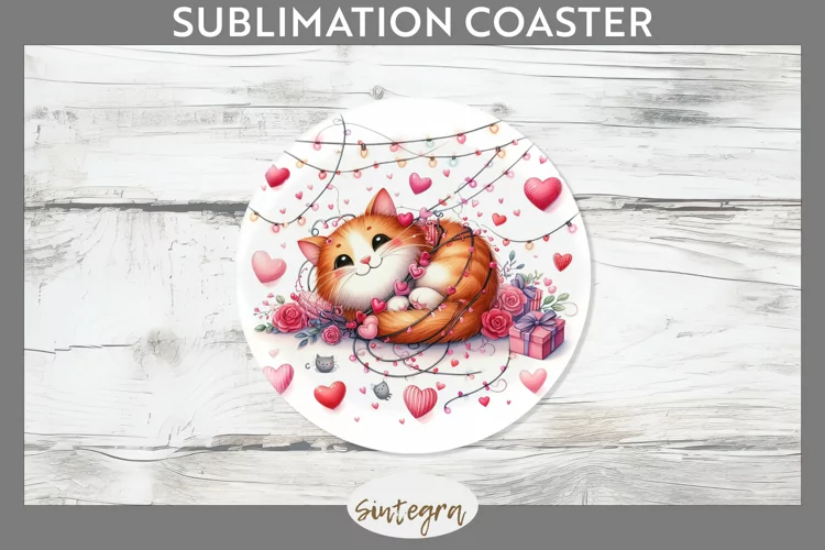 Love Cat v15 Round Coaster Sublimation