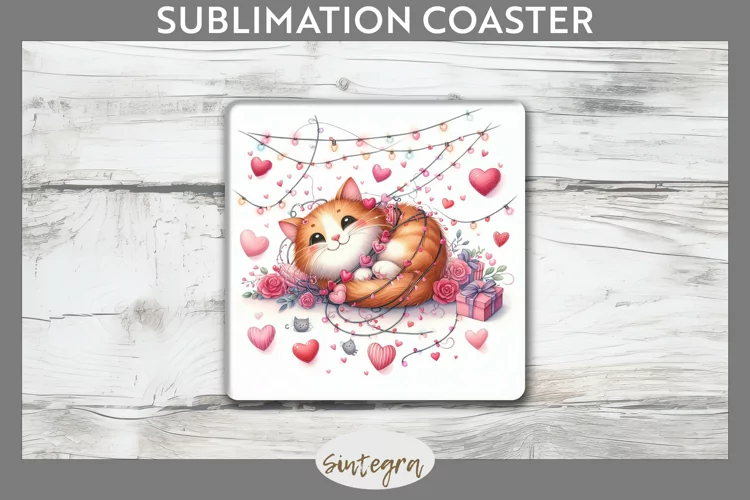 Love Cat v15 Square Coaster Sublimation