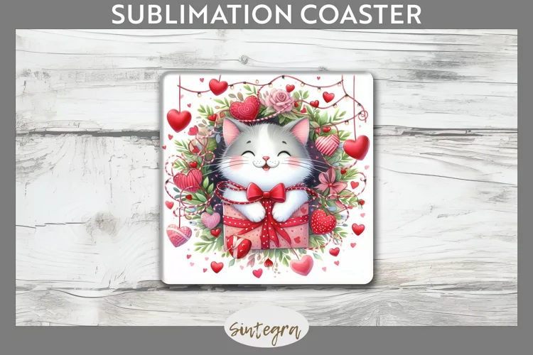 Love Cat v16 Square Coaster Sublimation