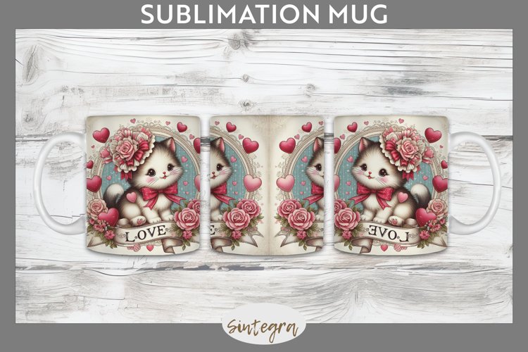 Love Cat v2 Mug Wrap Sublimation example image 1