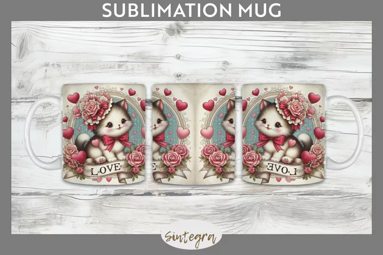 Love Cat v2 Mug Wrap Sublimation