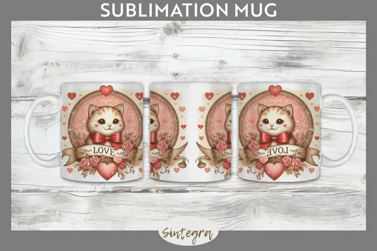 Love Cat v4 Mug Wrap Sublimation