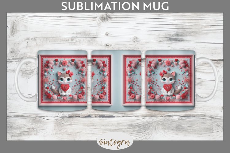 Love Cat v5 Mug Wrap Sublimation example image 1