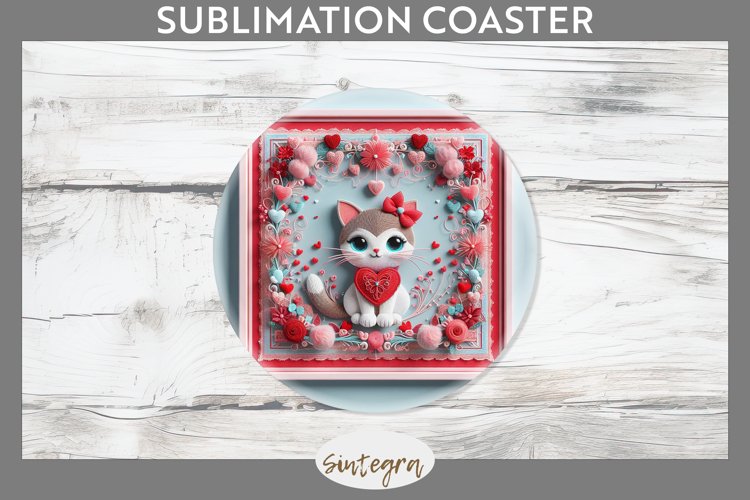 Love Cat v5 Round Coaster Sublimation