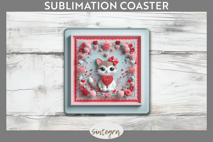 Love Cat v5 Square Coaster Sublimation