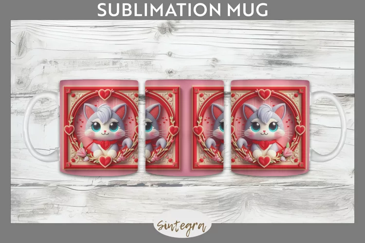 Love Cat v6 Mug Wrap Sublimation