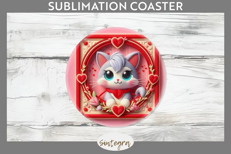 Love Cat v6 Round Coaster Sublimation