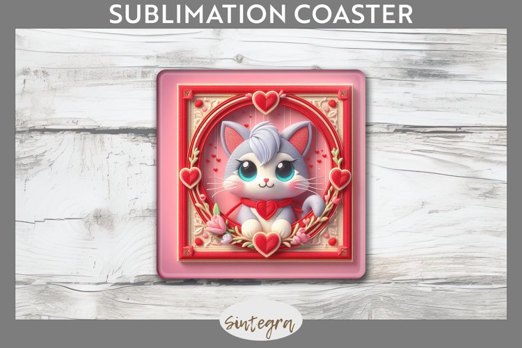 Love Cat v6 Square Coaster Sublimation