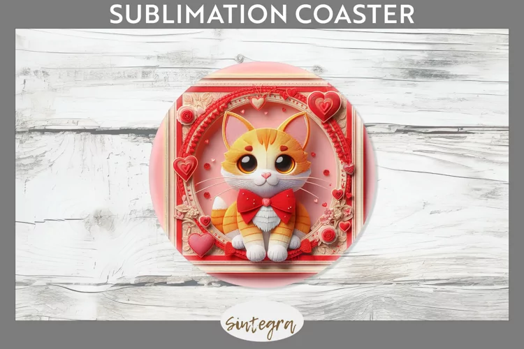 Love Cat v7 Round Coaster Sublimation