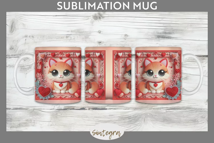 Love Cat v8 Mug Wrap Sublimation