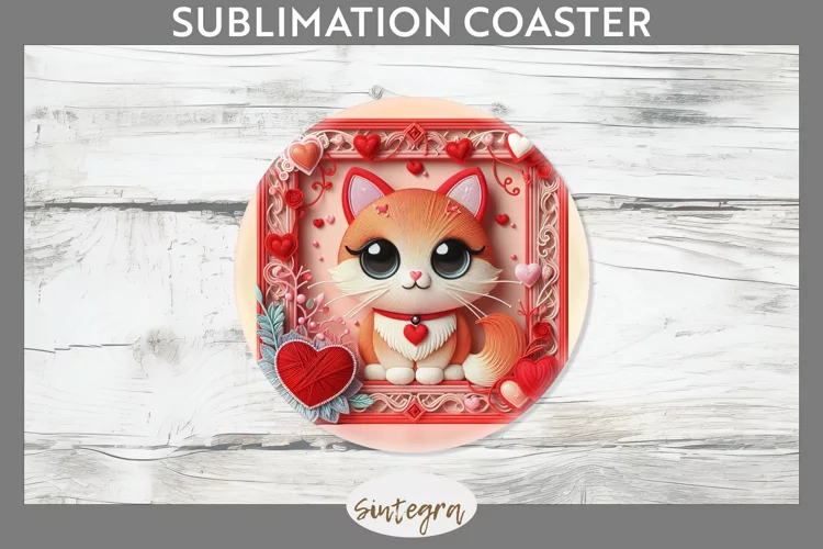 Love Cat v8 Round Coaster Sublimation