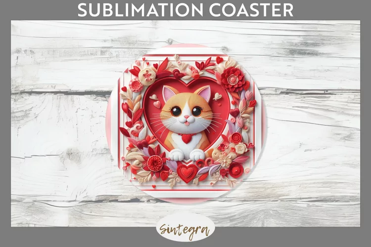 Love Cat v9 Round Coaster Sublimation
