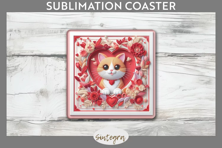 Love Cat v9 Square Coaster Sublimation