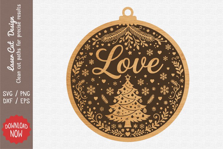 Love Christmas Tree Ornament SVG example image 1