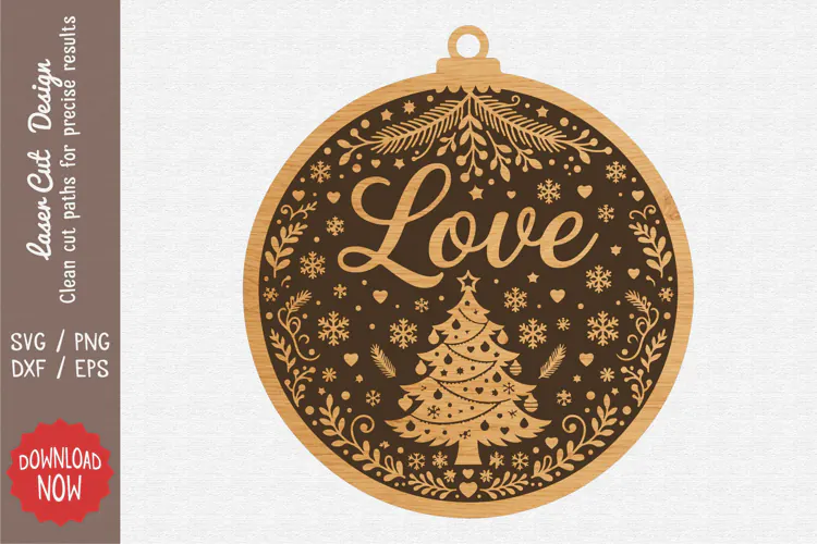 Love Christmas Tree Ornament SVG