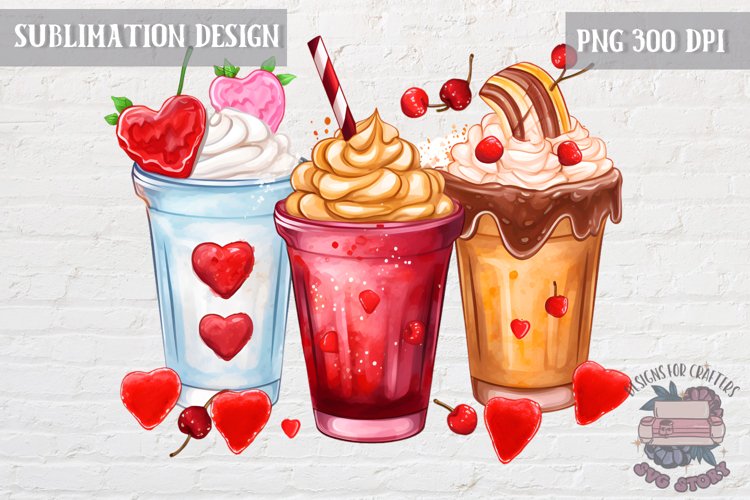 Valentines Coffee PNG Sublimation design Latte Love Red